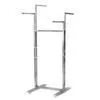Movable Multi-functional Double Bar Garment Display Rack Stand Chromed Plated for Store thumbnail-1