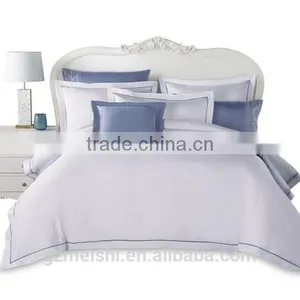 100% Cotton Stripe Hotel Bedding Set White Dubai Bed Sheet Set thumbnail-2