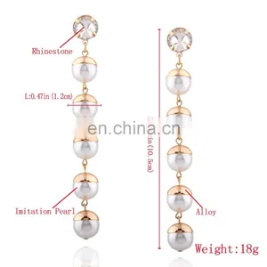 Fashionable Simple Long Pearl Tassel Earrings thumbnail-2