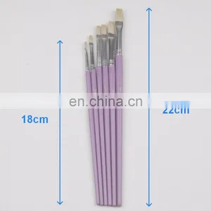 Short Wooden Handle Natural Artist Bristle Brushes thumbnail-4