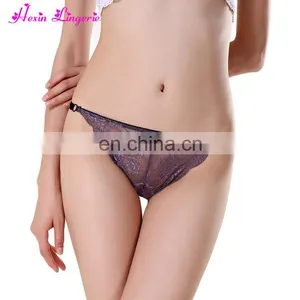 Drop Free Shipping Purple Soft Embroidery Sexy Lace Womens Transparent Sheer Panties thumbnail-1