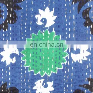 INDIAN Blue KANTHA WORK TROPICANA SUZANI PRINT CUSHION COVER PILLOW CASE thumbnail-2