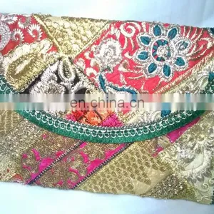2015 New Valentines Womens Ladies Vintage Banjara Colorful Hand Zari Embroidered Unique Patch Handbag Clutch Tote Purse Pouch thumbnail-2