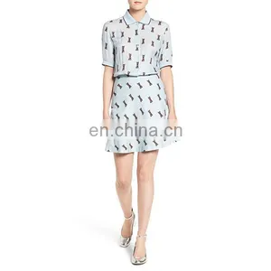 Hot Sell Women Wear Short Sleeve Printed Design Shirtdress Fashion Dresses for Women thumbnail-2