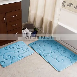 Custom Comfortable 2 Pcs Pack Indoor Non Slip Toilet Shower Memory Foam Bathroom Bath Rug Mat Set thumbnail-1