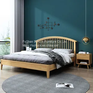 Modern Wood Bed Nordic-style Solid Platform Bed thumbnail-2