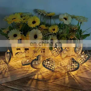 Wedding Holiday Decoration Battery Operated 10LED Metal Heart Shaped String Light thumbnail-1