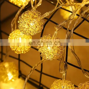 2020 New Arrival Iron Wire Ball String LED Battery Powered Metal Ball String Light thumbnail-1