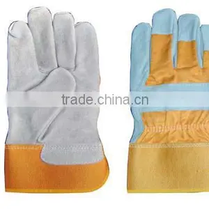 Long Yellow Cow Split Leather Glove, Full Palm thumbnail-1