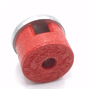 Red Painted Cast AlNiCo Shallow Pot Magnet With Threaded Hole thumbnail-2