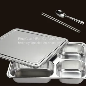 Four Sections Divided Plates 304 Food Grade Lunch Plate thumbnail-1