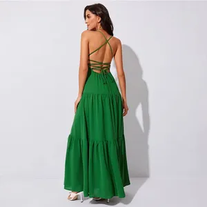 New Large Swing Waist Evening Dress Open Back Suspender Temperament Dress thumbnail-4