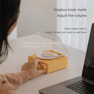 2022 New Blue-tooth 5.0 Vintage Vinyl Record Design Alarm Clock Home Mini Speaker Wireless Portable Speaker thumbnail-3