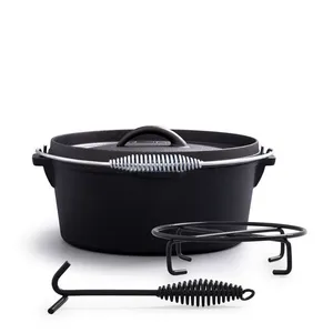Heavy Duty Seasonal Discount Cast Iron Dutch Oven Cooking Dish Deep Roaster Dutch Oven Soup Pot Frying Pan 12 QT or Bigger thumbnail-1