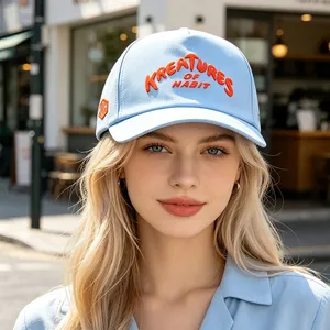 Baseball Cap Solid Light Blue Curved Brim Raised Letter Embroidery Daily Street Fashion Headwear thumbnail-1