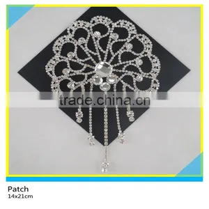 Bridal Accessories Jewelry Applique Sew on Clear Rhinestone Chain Patch 14x21cm thumbnail-1