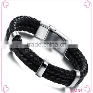 Latest Designs Stainless Steel Jewelry Fashion Mens Leather Bracelet 2015 Quality Choice thumbnail-1