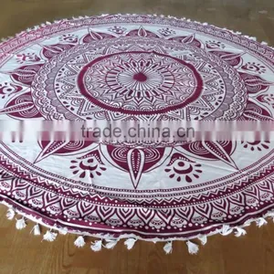 Beach Blanket Round Towel Ombre Mandala Throw Hippie Boho Round Towel thumbnail-6