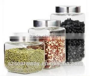 Candy Glass Storage Jar Sealed Cans Straight Dry Fruit Flower Pot With Silver Screw Cap thumbnail-2