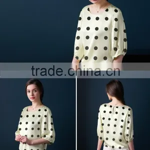 Stretch Satin Printed Silk Fabric Wave Dot Pattern thumbnail-1