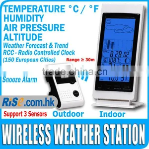 Wireless In/Outdoor Thermometer Humidity Barometer RCC DCF Weather Station thumbnail-1