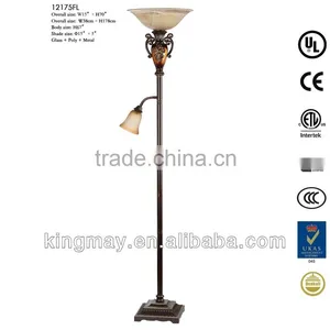 Antique Torchiere Floor Lamp With Rockerarm Reading Light thumbnail-2