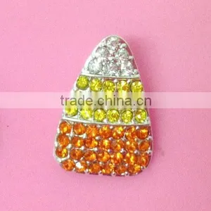 Stock Halloween 24*16mm Candy Corn Rhinestone Button With Slider(BTN-5490) thumbnail-1