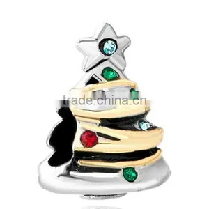 Christmas Tree Colorful CZ CRYSTAL DECORATION 925S SILVER BEAD FOR EUROPEAN BRACELET thumbnail-1