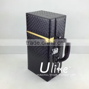 2014 Newly Leather Beverage Packing Box Luxury Black Leather Wine Case Package New Business Ideas thumbnail-1