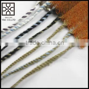 2015 New Design Checked Wool Scarf With Fringe thumbnail-4