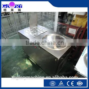 2015 Hot Sale Flat Single Pan With 6 Topping Pans Stir Fry Ice Cream Machine thumbnail-1