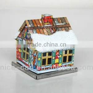 Christmas Candy Tin Can Wholesale Mini House Shaped Tin Lovely Design House Craft thumbnail-2