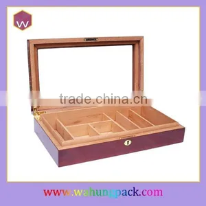 Glass Top Wooden Cigar Humidor Customized Gift Sets Box thumbnail-2