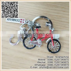 Silver Metal Red Cool Bicycle Keychain Cheap Fashion Key Chain thumbnail-2