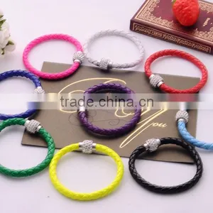 Antique Classical Leather Magnetic Clasp Bracelet Jewelry , Nnisex Smooth Pattern Crystal Leather Bracelet/ thumbnail-1