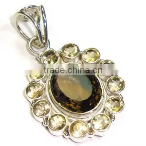 Semi Precious Gemstone Jewelry 925 Silver Citrine Pendant thumbnail-1