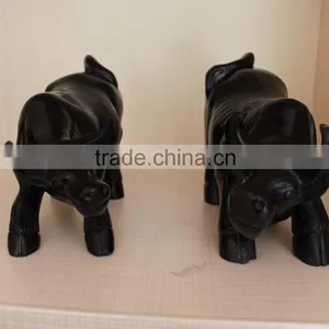 Natural Rock Black Obsidian Crystal Carving Cattle thumbnail-4