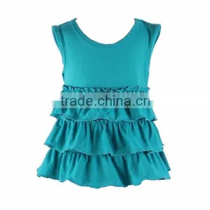 Wholesale High Quality With Cheap Prices Boutique Cotton Knit Solid Blank Ruffle Sleeveless Fashion Kid Girl Mini Skirt thumbnail-5