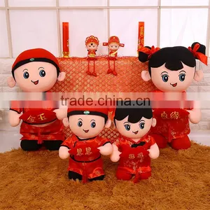 Chinese Costume Dolls Custom Stuffed Plush Wedding Couple Dolls thumbnail-2