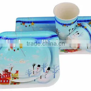 Christmas Design Food Grade Shaped Paper Plates Cups /party Table Ware Sets thumbnail-2