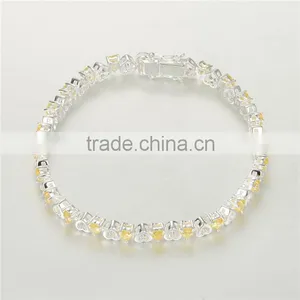 925 Sterling Silver Yellow CZ Infinity Heart Bracelet Wholesale BR005 thumbnail-3