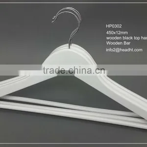 Multifunctional High-Grade Solid Wood Suit Hangers, White Finished Coat Hanger With Round Bar, 6 Set Pack thumbnail-1