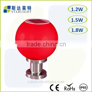 2016 White 20cm Round/circle Multiple-function Stainless Steel Pedestal Solar Pillar Light thumbnail-2