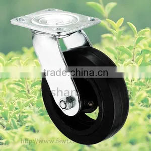 125mm Swivel Hardware Caster,Industrial Black Rubber Wheel thumbnail-1