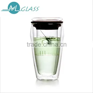 Portable Double Wall Glass Tea Infuser Bottle With Tea Strainer thumbnail-1
