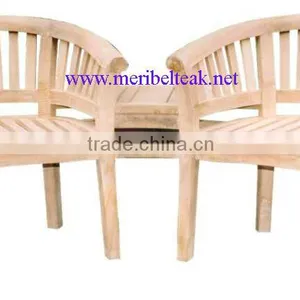 Indonesia Furniture-Dual Bean Arm Chair With Table-Teak Furniture thumbnail-1
