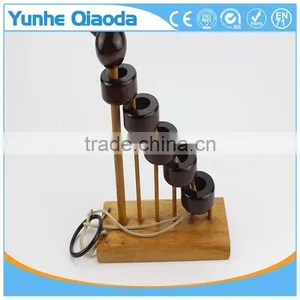 Staircase Disentanglement Puzzle on Elephant Base Classical Wooden Puzzle Set Solution Rope Central Brain Teaser for Adults Game thumbnail-1