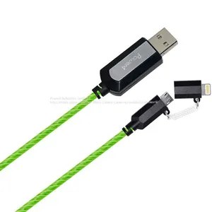 EL Visible 8 Pin Lightning To Micro USB Flowing Round Cable LD003 thumbnail-1