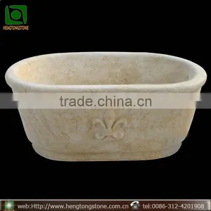 Small Oval Shaped Solid Marble Bathtub thumbnail-1