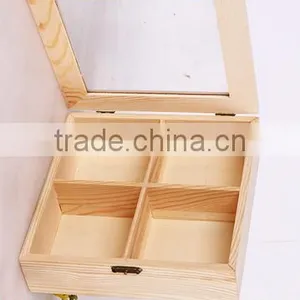 Recycled Wooden Tea Storage Box With Clear Glass Lid thumbnail-1
